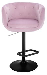 LuxuryForm Barová stolička MONTANA VELUR na čiernom tanieri - levanduľa