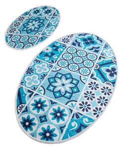 Modré kúpeľňové predložky v súprave 2 ks 60x100 cm Ceramic – Foutastic