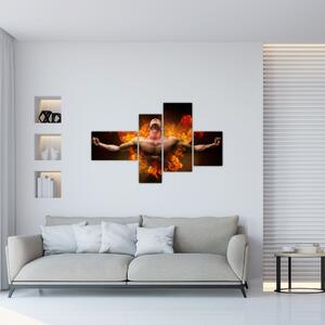 Obraz muža v ohni (Obraz 110x70cm)