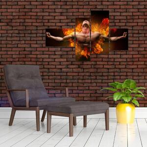 Obraz muža v ohni (Obraz 110x70cm)