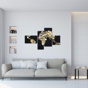 Mapa sveta z ozubených kolies - obraz na stenu (Obraz 110x70cm)
