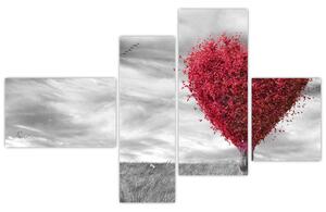 Obraz - červené srdce na lúke (Obraz 110x70cm)