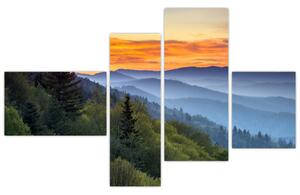 Obraz horskej krajiny pri západe slnka (Obraz 110x70cm)