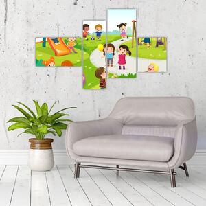 Detský obraz - deti na ihrisku (Obraz 110x70cm)