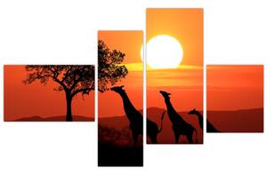 Obraz žirafy pri západe slnka (Obraz 110x70cm)
