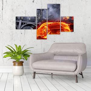 Moderný obraz - ohnivé auto (Obraz 110x70cm)