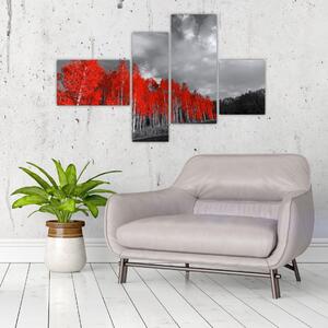 Červený les - moderný obraz (Obraz 110x70cm)