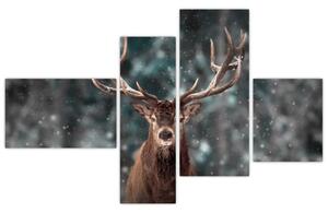 Obraz - jeleň v zime (Obraz 110x70cm)