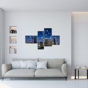 Moderný obraz: večerné mesto budúcnosti (Obraz 110x70cm)