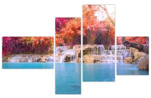 Obraz vodopádu a farebné prírody (Obraz 110x70cm)