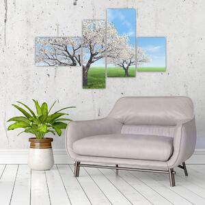 Obraz kvitnúceho stromu na jarné lúke (Obraz 110x70cm)