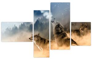 Obraz - vyjící vlci (Obraz 110x70cm)