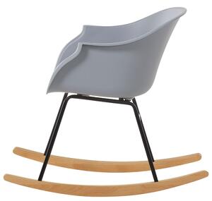 Hojdacia stolička sivá syntetický materiál kovové nohy hojdacie lišty z masívneho dreva moderná v škandinávskom štýle