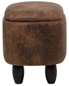 Zvieracia stolička hroch s úložným priestorom hnedá umelá koža drevené nohy
