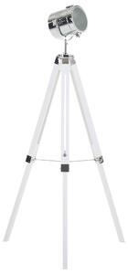 Stojaca lampa biela kovová 143 cm s tienidlom statívový stojan industriálny dizajn