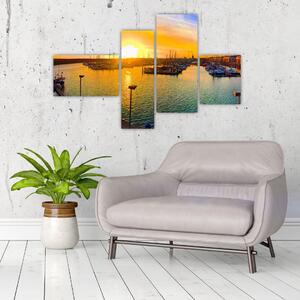 Obraz prístavu pri zapadajúcom slnku (Obraz 110x70cm)