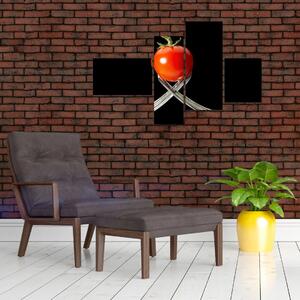 Obraz - paradajka s vidličkami (Obraz 110x70cm)