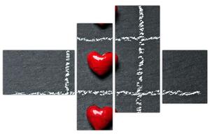 Šachovnica s červenými srdci (Obraz 110x70cm)