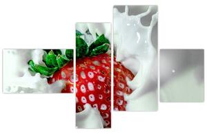 Obraz jahody v jogurte (Obraz 110x70cm)