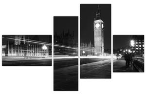 Čiernobiely obraz Londýna - Big ben (Obraz 110x70cm)