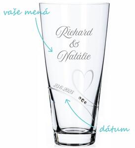 Svadobná váza Diamante Romance s menami