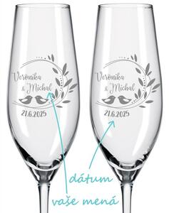 Svadobné poháre na sekt Romance 2 ks