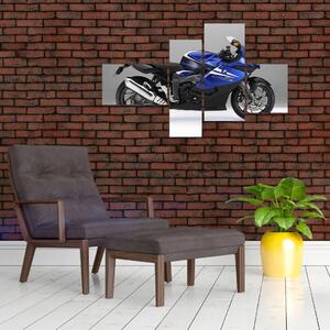 Obraz modrého motocykla (Obraz 110x70cm)