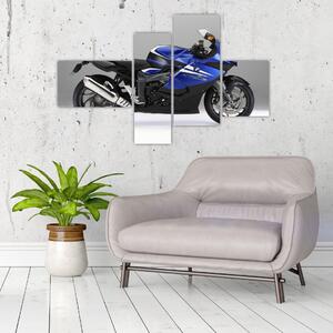 Obraz modrého motocykla (Obraz 110x70cm)