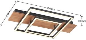 Lucande Chariska LED stropné svietidlo drevo čierne 60cm