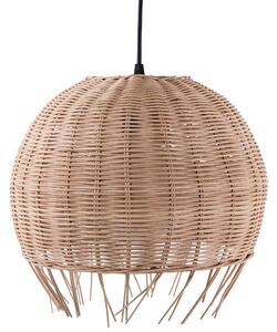Závesná lampa prírodná béžová ratanová syntetický materiál kopulovitý tvar boho eklektický štýl obývačka spálňa