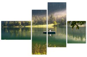 Obraz loďky na jazere (Obraz 110x70cm)