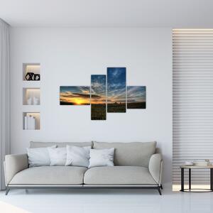 Západ slnka na poli - moderný obraz (Obraz 110x70cm)