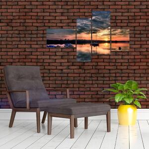 Západ slnka v prístave - obraz na stenu (Obraz 110x70cm)
