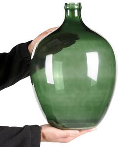 Váza zelená sklenená 39 cm ručne vyrobená dekoratívna okrúhla doplnok do interiéru moderný dizajn