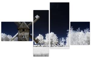 Veterný mlyn v zimnej krajine - obraz (Obraz 110x70cm)