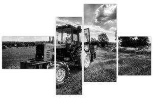 Čiernobiely obraz traktora (Obraz 110x70cm)