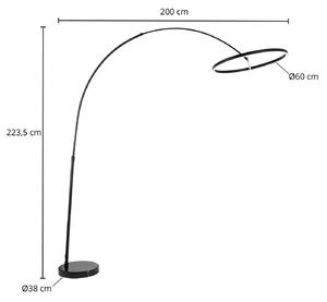 Lucande Virvera oblúková stojacia LED lampa čierna