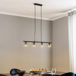 Závesná lampa Lindby Samika, čierna, 4 svetlá, sklo, 80,4 cm