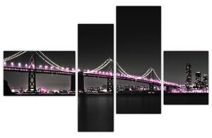 Nočný osvetlený most - obraz (Obraz 110x70cm)