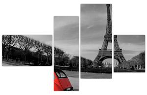 Trabant u Eiffelovej veže - obraz na stenu (Obraz 110x70cm)