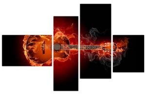 Obraz horiace gitara (Obraz 110x70cm)