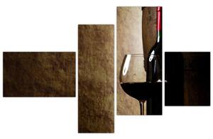 Fľaša vína - moderný obraz (Obraz 110x70cm)