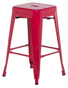 Sada 2 barových stoličiek červená oceľová 60 cm vo výške pultu stohovateľná industriálna