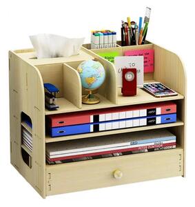 DIY zakladač na A4 dokumenty, písacie potreby a vreckovky so zásuvkou svetlé drevo B3S Svetlé drevo