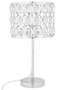 Stolná lampa strieborná výška 53 cm otvorené okrúhle tienidlo s akrylovými kryštálikmi elegantný dizajn