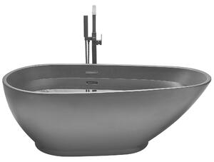 Voľne stojaca vaňa matná čierna sanitárny akrylát 173 x 82 cm pre jednu osobu oválny moderný dizajn