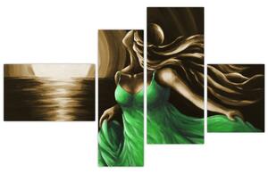 Obraz ženy v zelenom (Obraz 110x70cm)