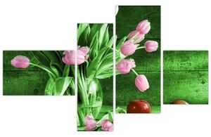 Tulipány vo váze, obraz na stenu (Obraz 110x70cm)