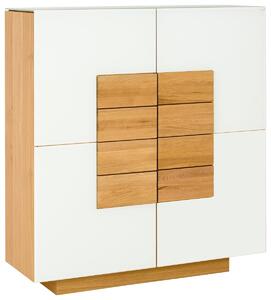 VYSOKÁ KOMODA, divoký dub, biela, farba duba, 128/138/43 cm Voglauer - Komody