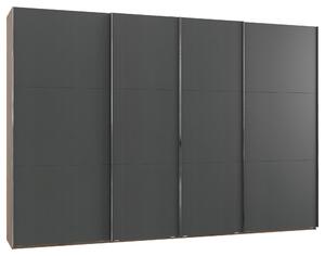 SKRIŇA S POS. DVER. – HOR.VED, grafitová, farba duba, 350/216/65 cm MID.YOU - Skrine, Online Only